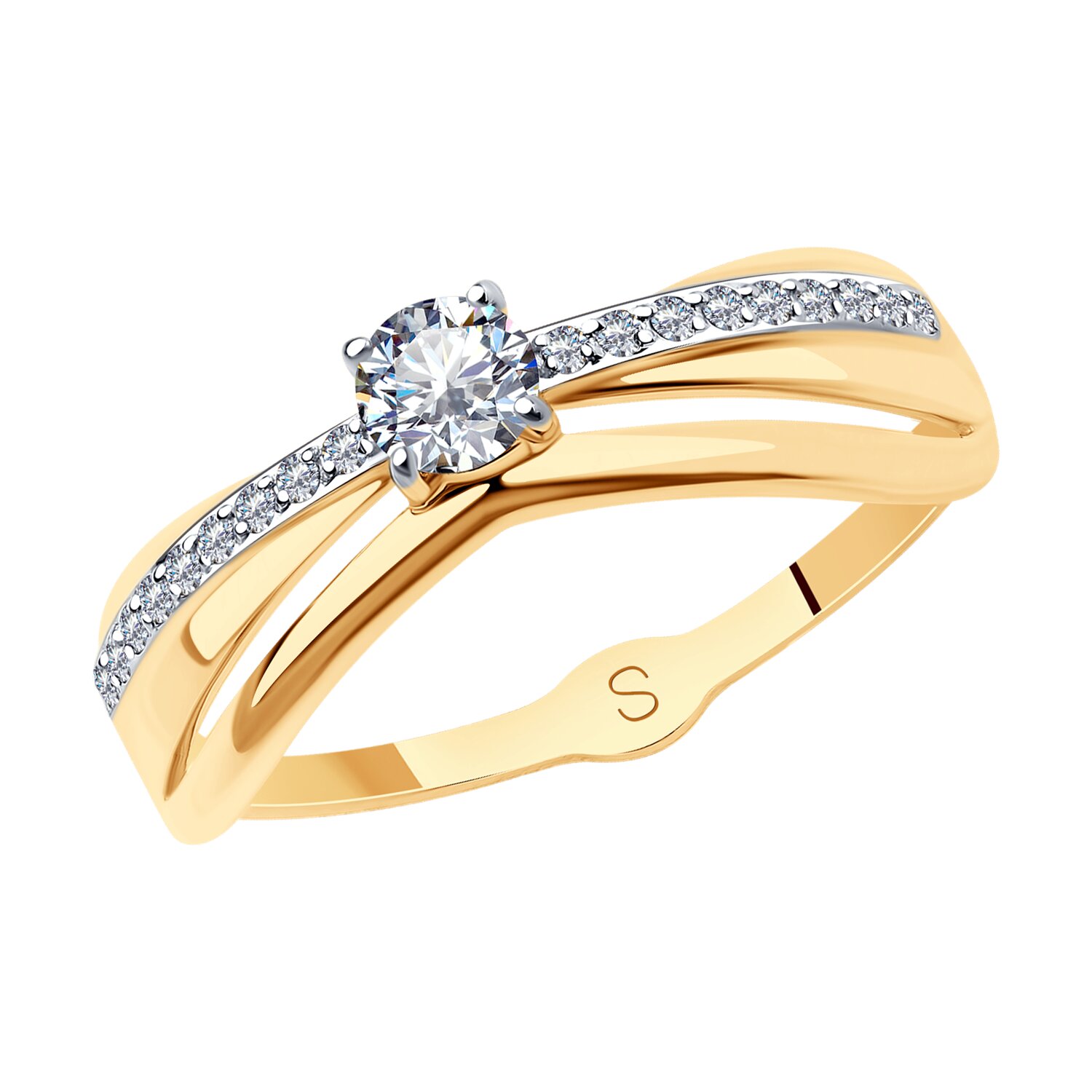 Кольцо из золота с фианитами