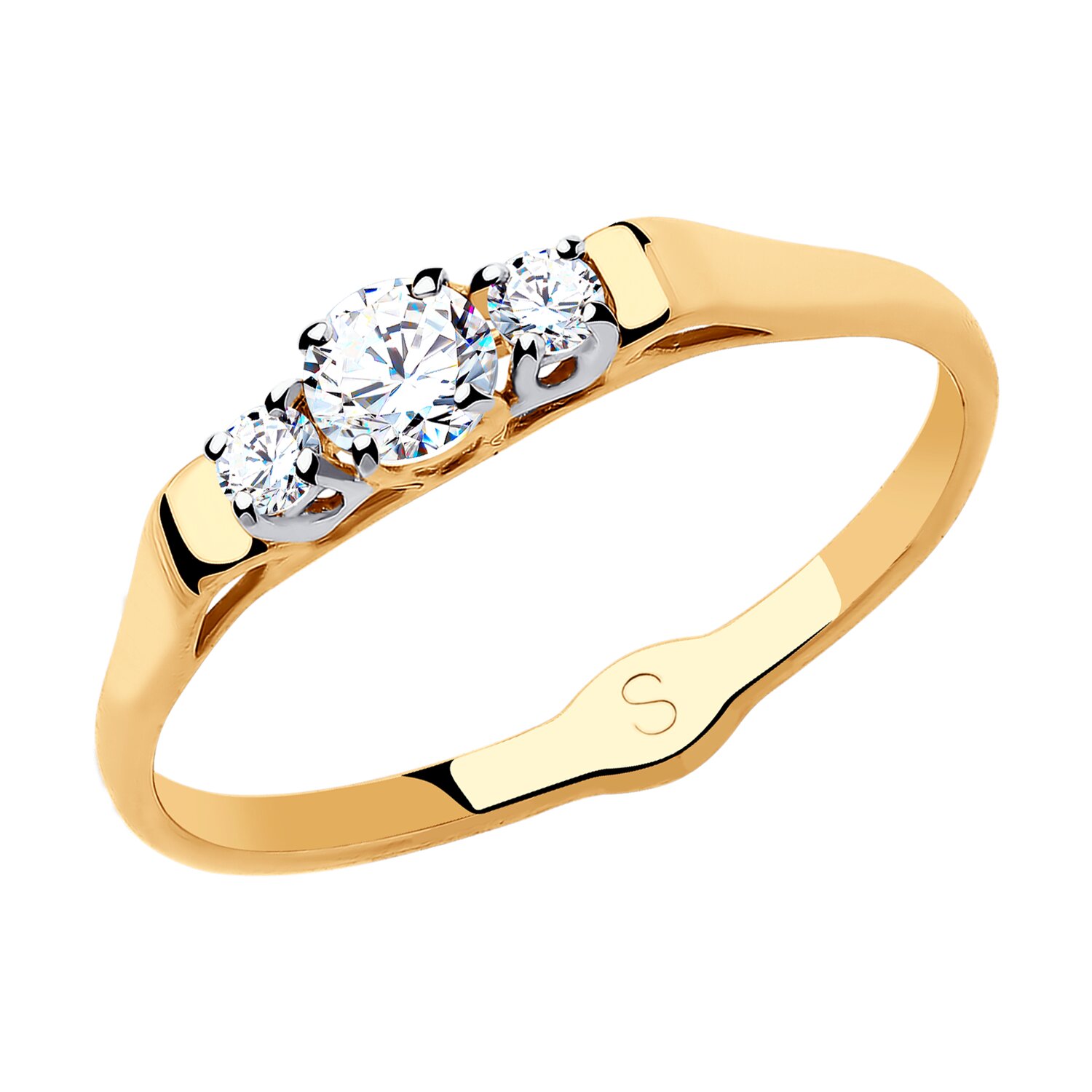 Кольцо из золота с фианитами