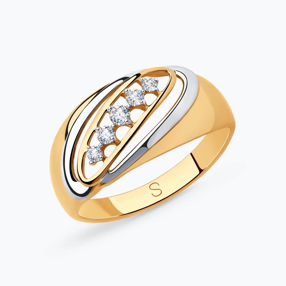 Кольцо из золота с фианитами