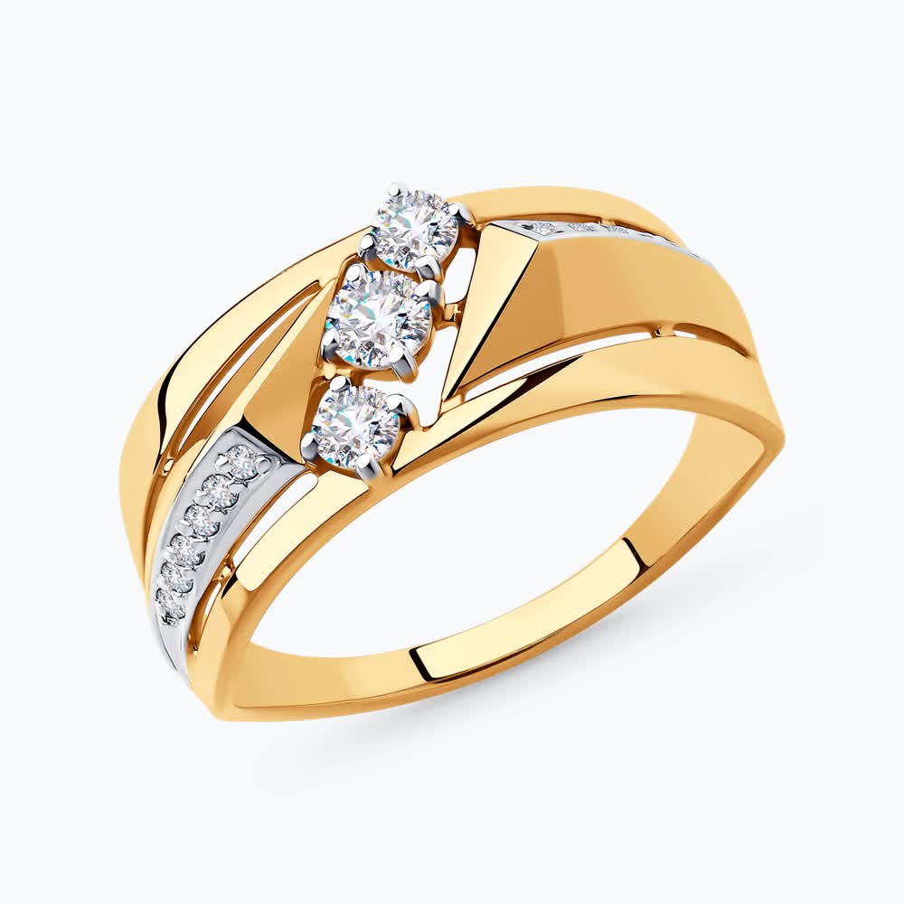 Кольцо из золота с фианитами