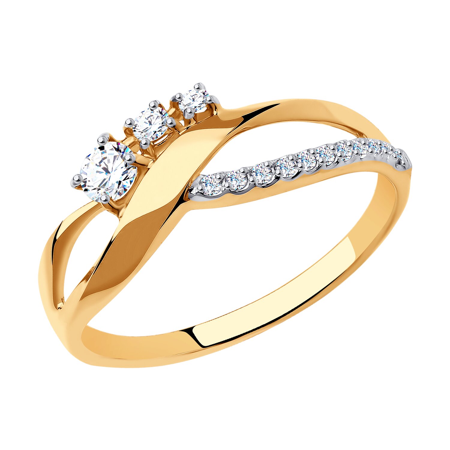 Кольцо из золота с фианитами