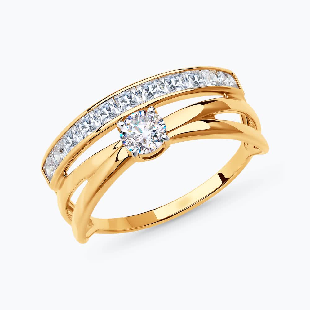 Кольцо из золота с фианитами