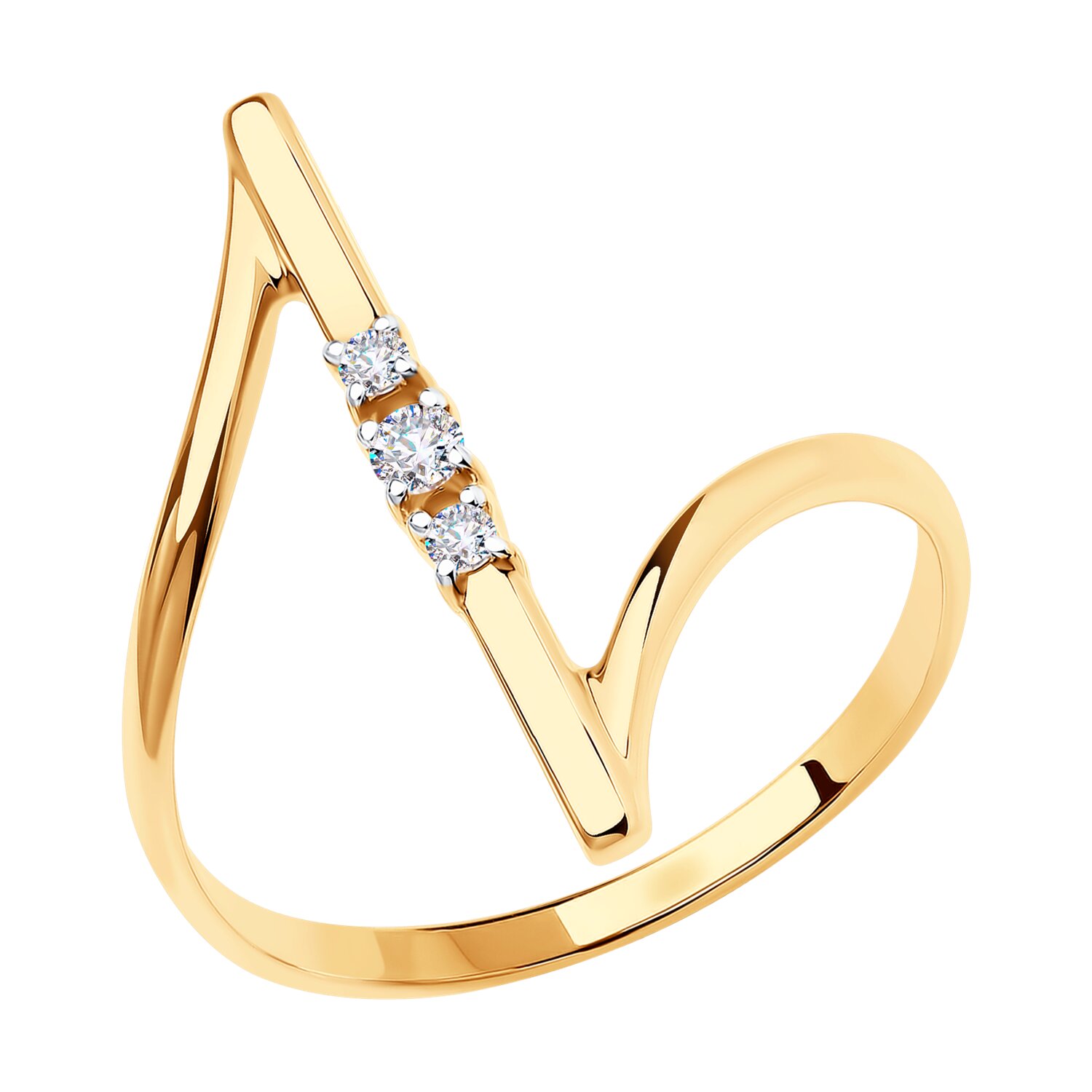 Кольцо из золота с фианитами