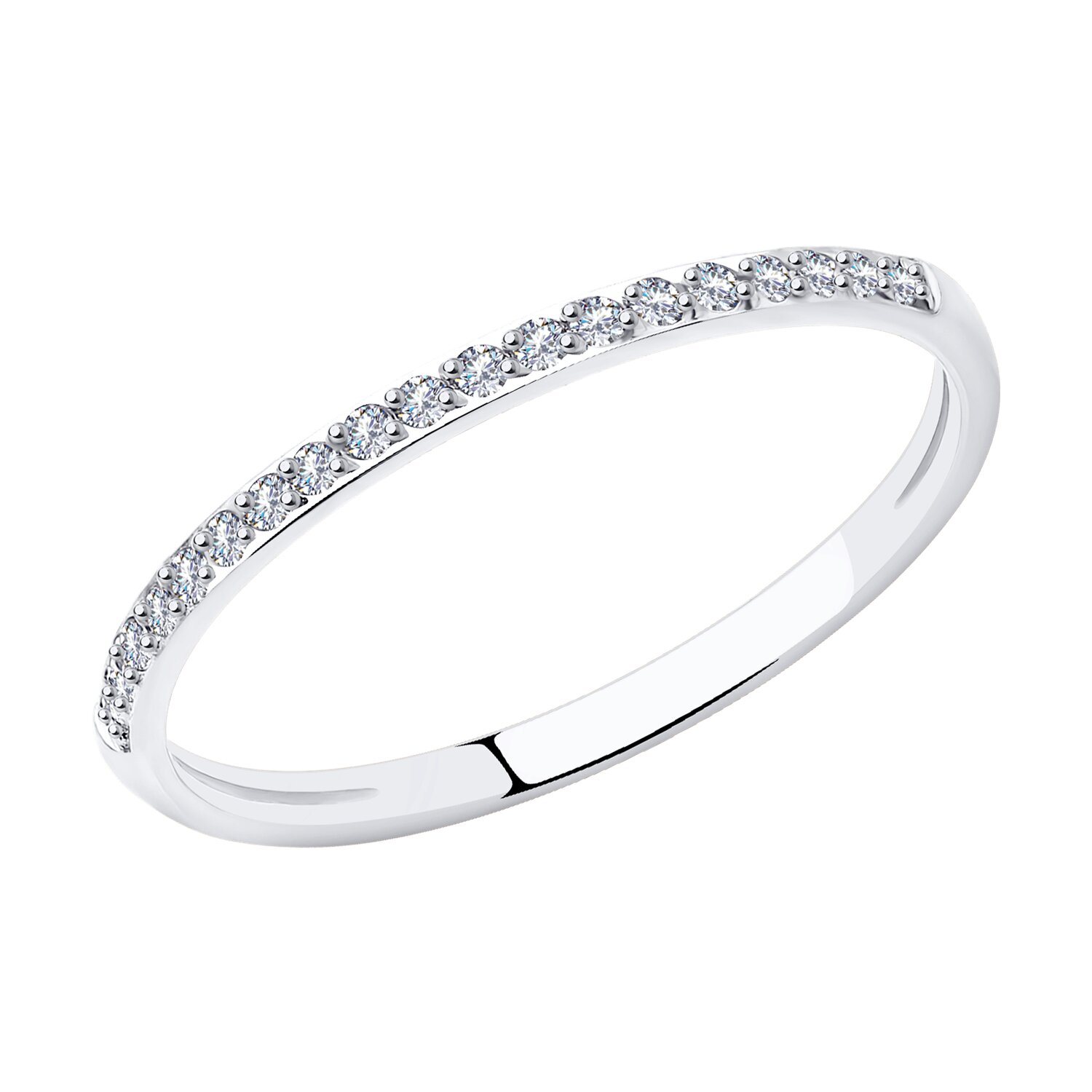 Кольцо из белого золота с фианитами