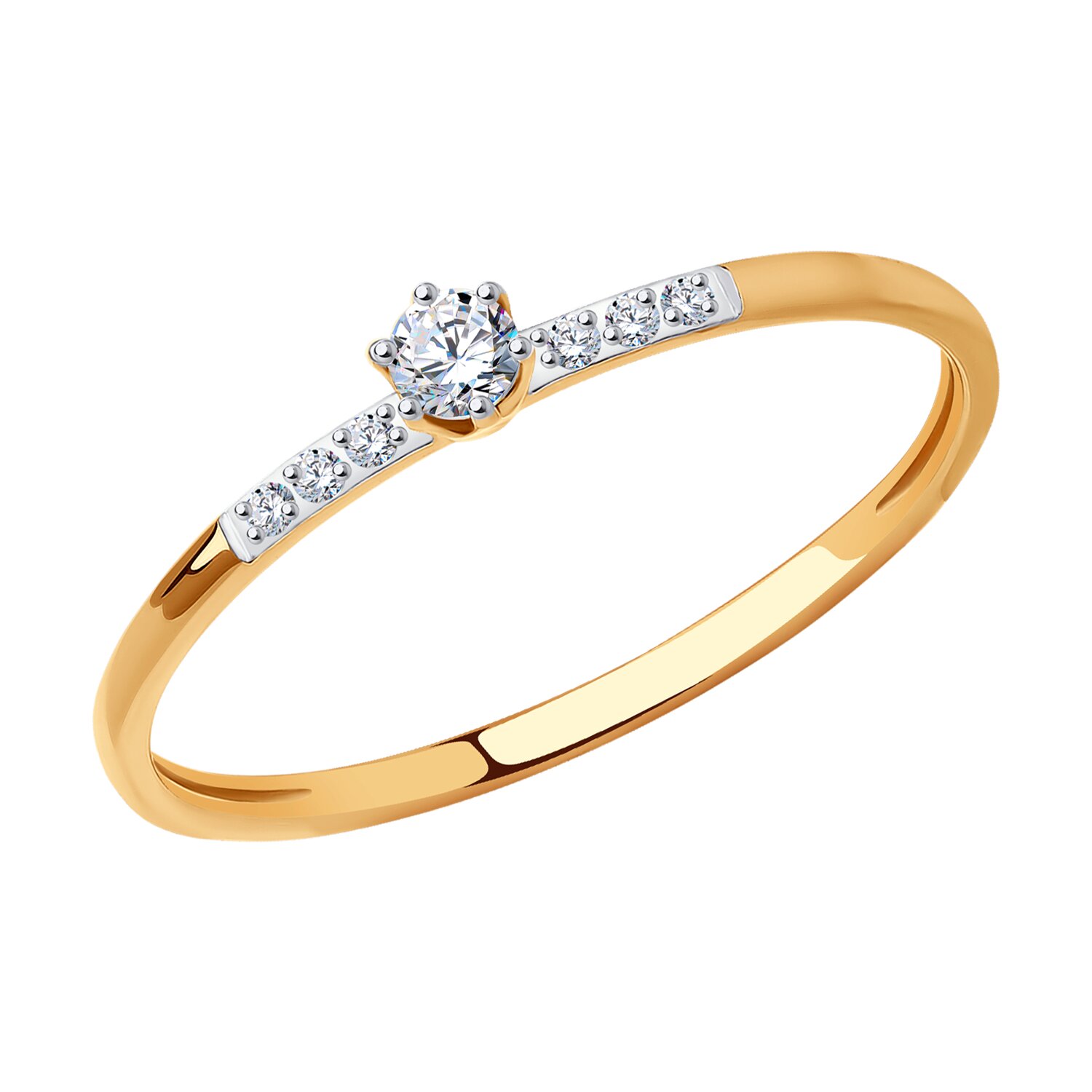 Кольцо из золота с фианитами