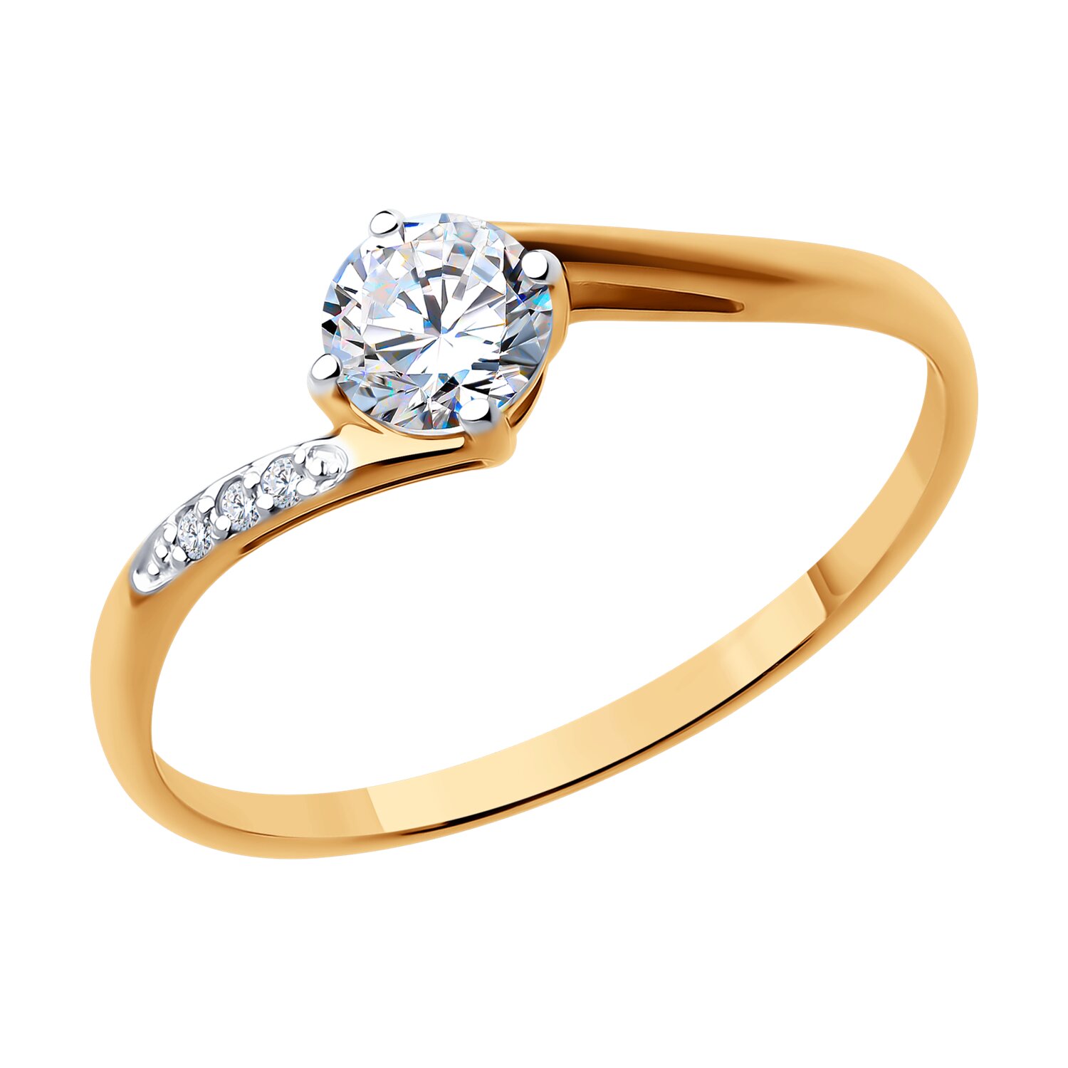 Кольцо из золота с фианитами