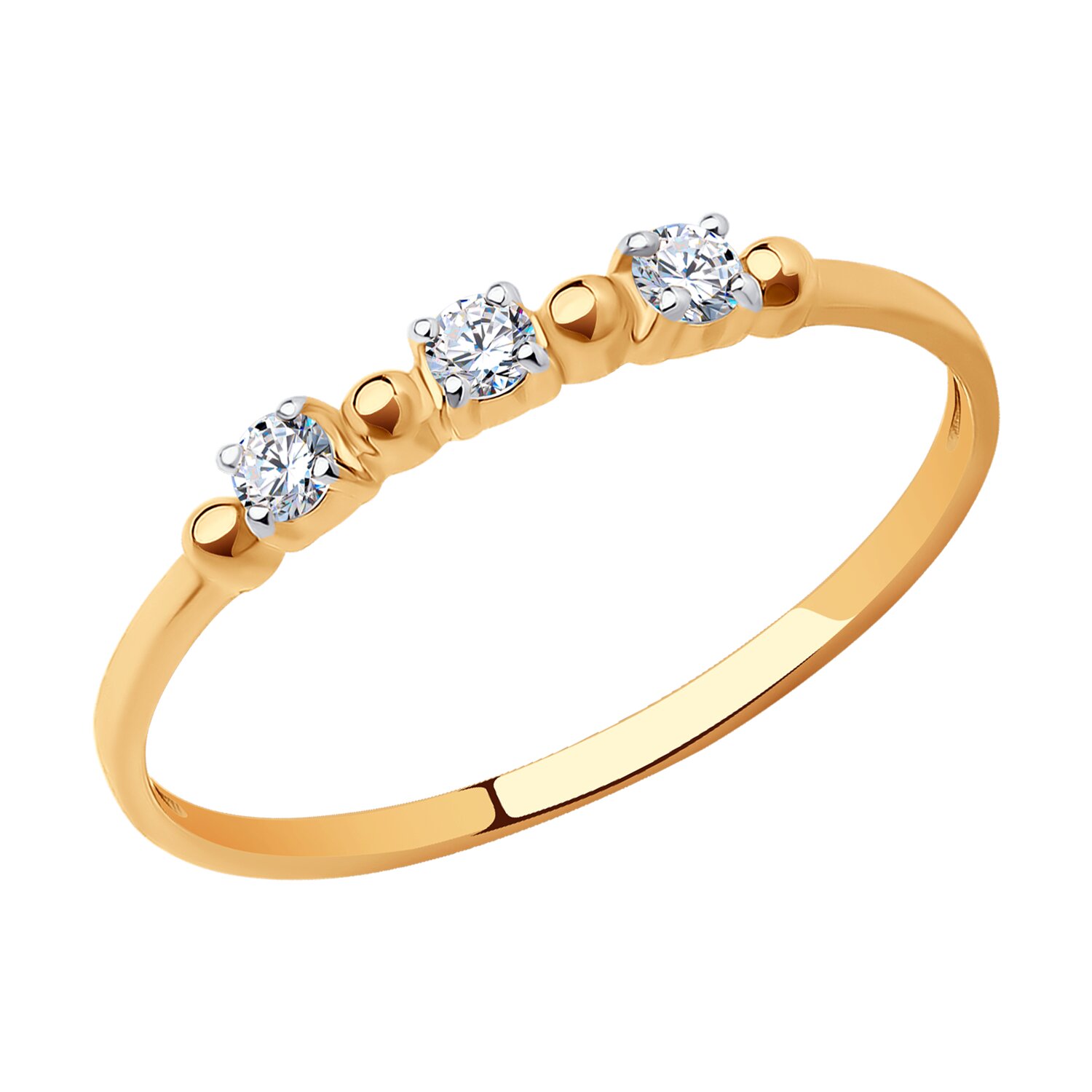 Кольцо из золота с фианитами