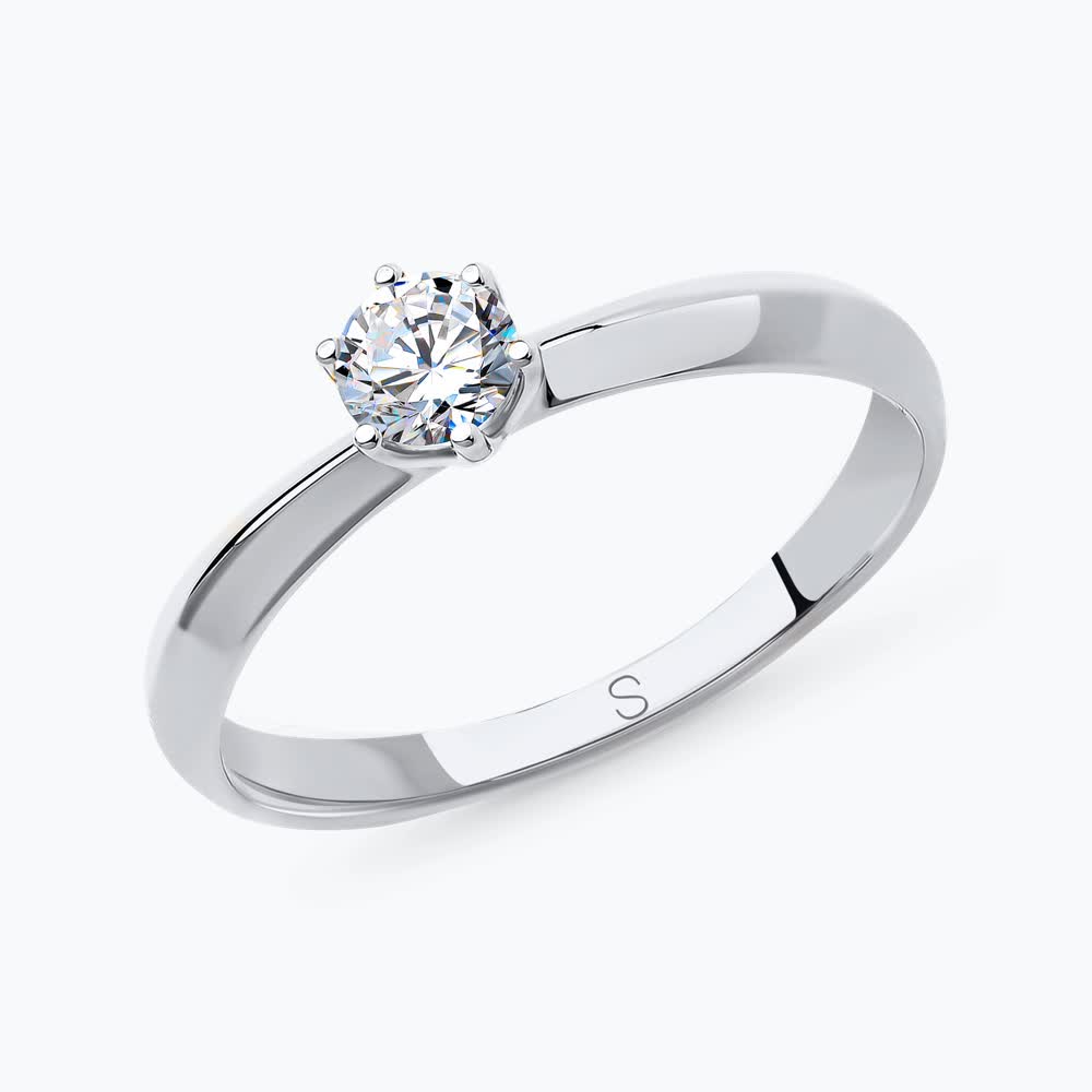 Кольцо из белого золота с фианитом