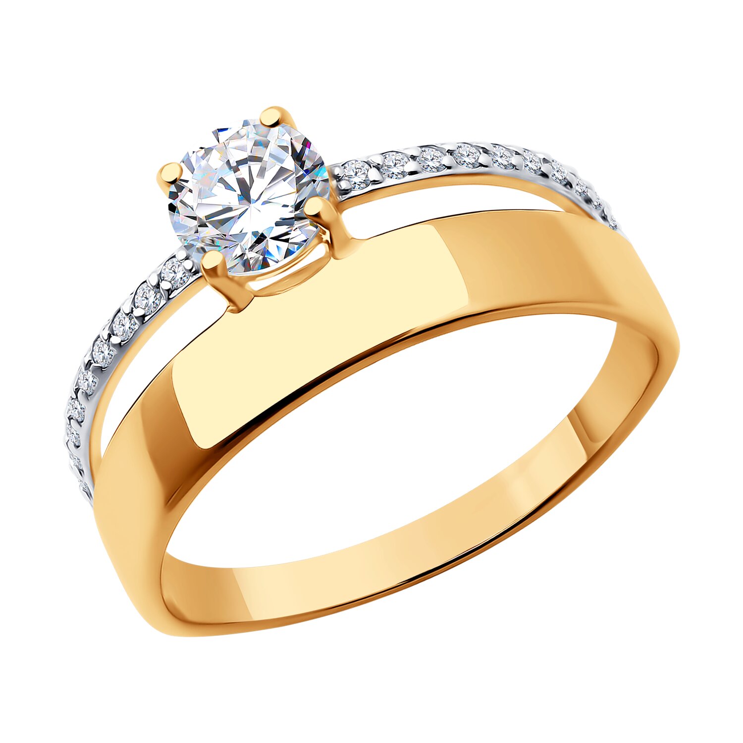 Кольцо из золота с фианитами