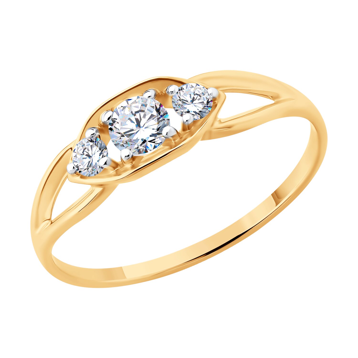 Кольцо из золота с фианитами