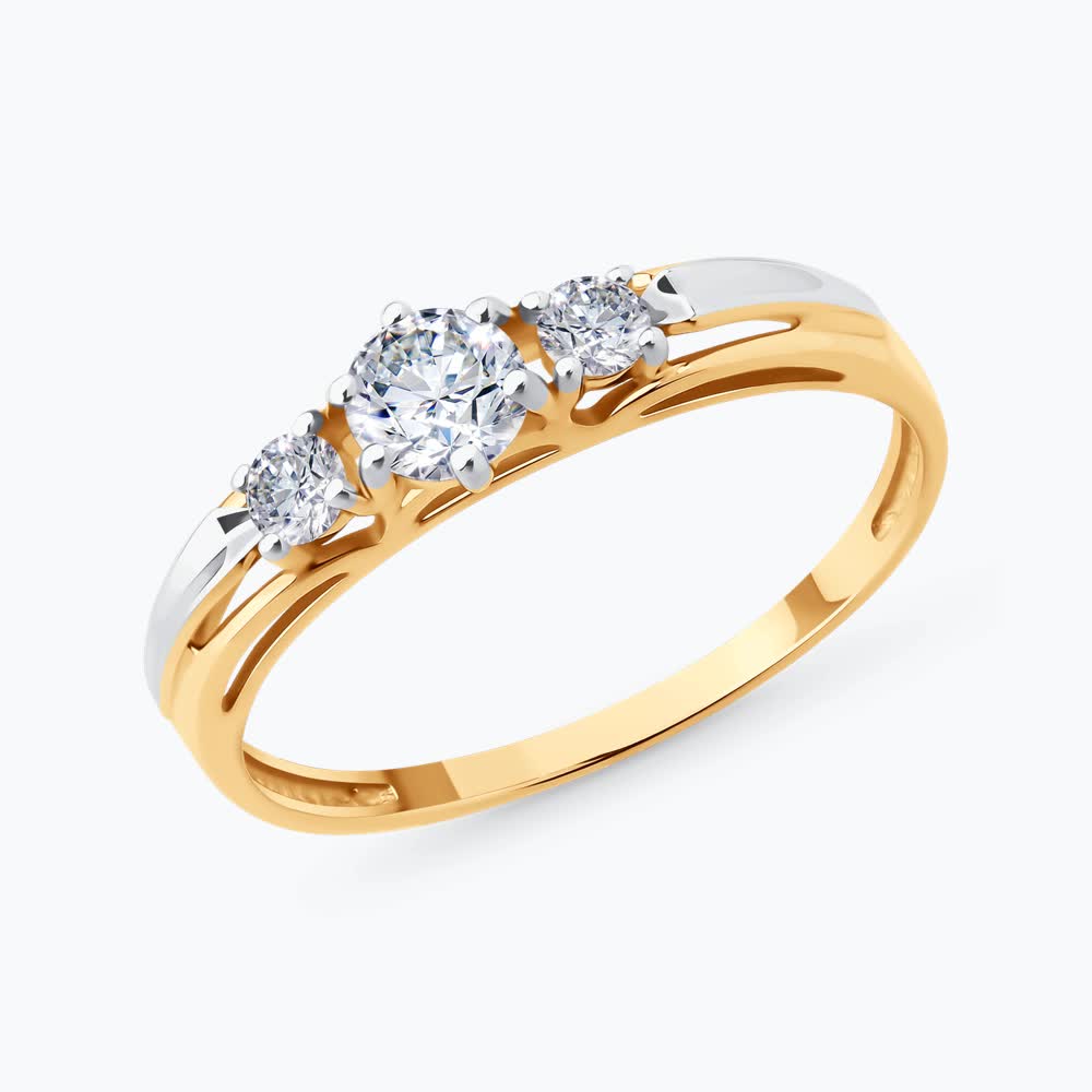 Кольцо из золота с фианитами