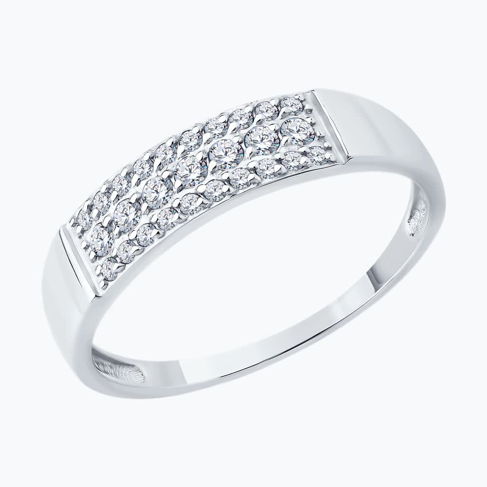 Кольцо из белого золота с фианитами