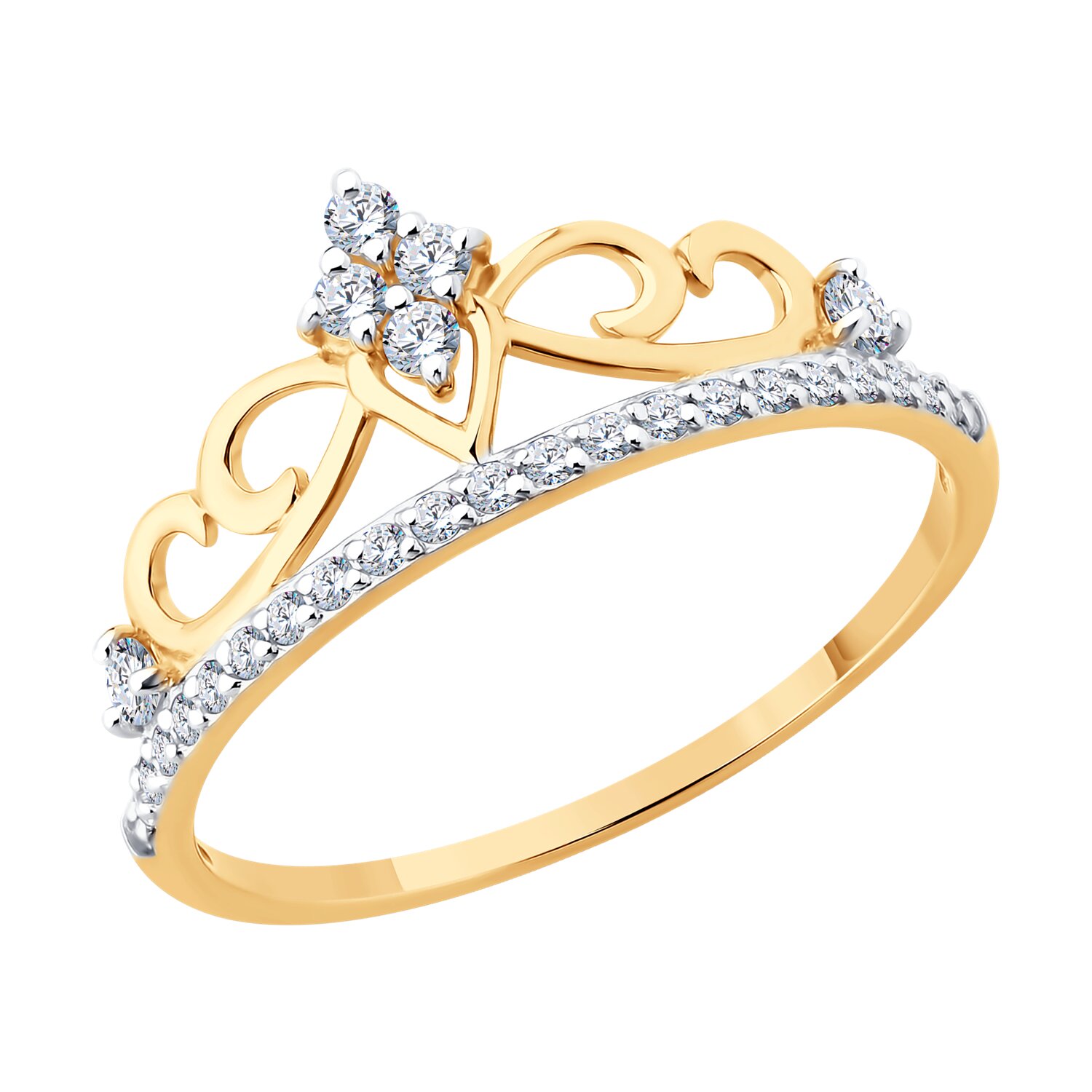 Кольцо из золота с фианитами