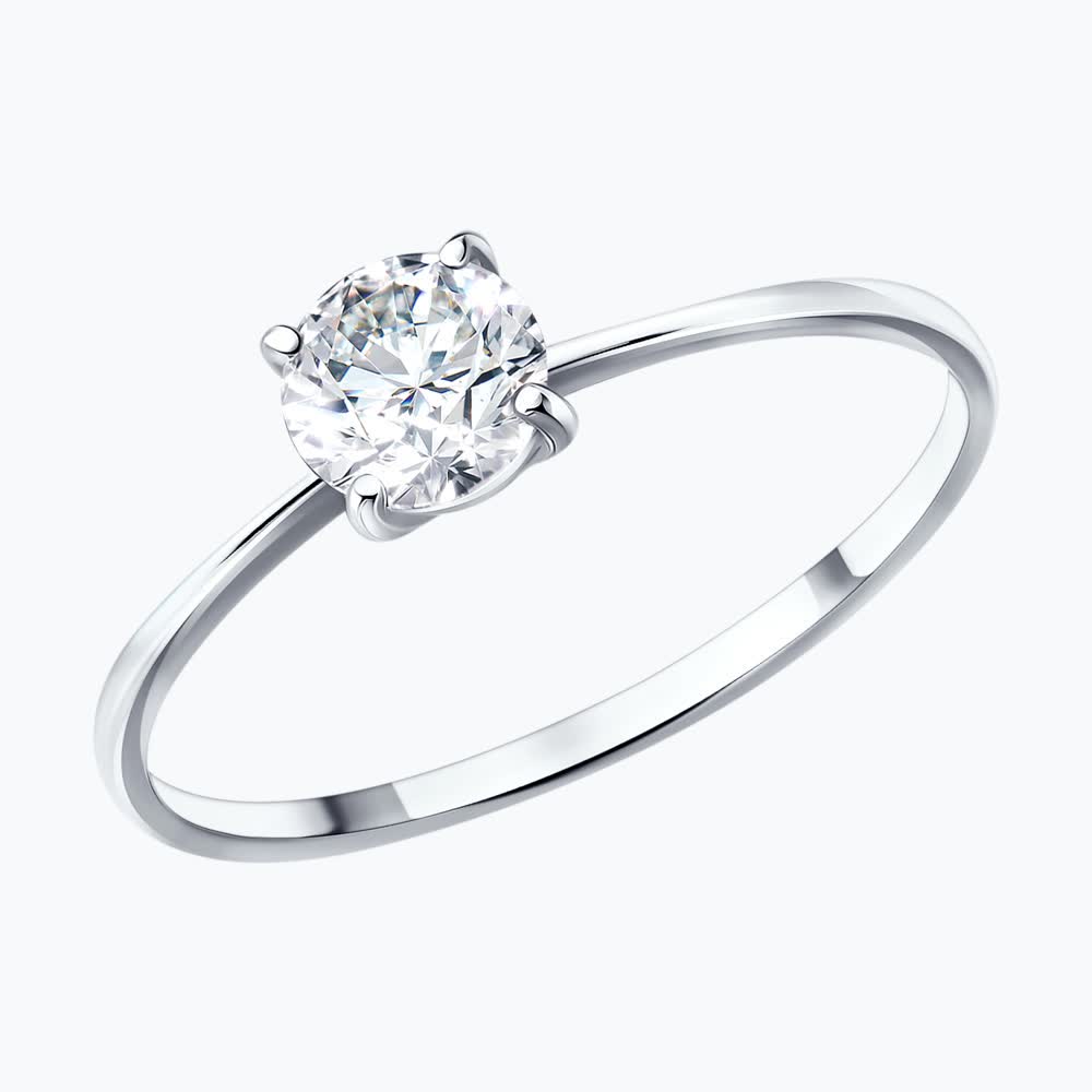 Кольцо из белого золота с фианитом