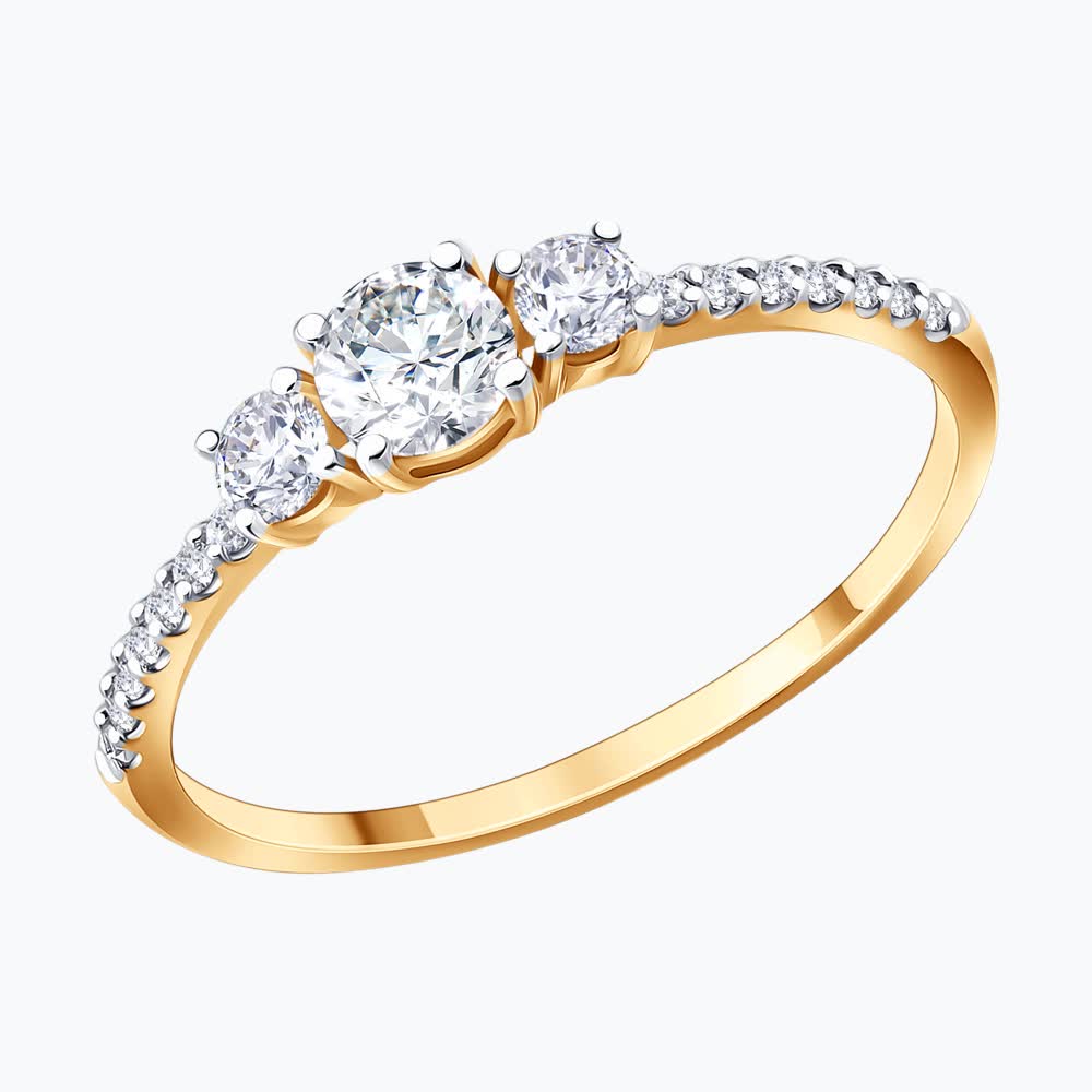 Кольцо из золота с фианитами