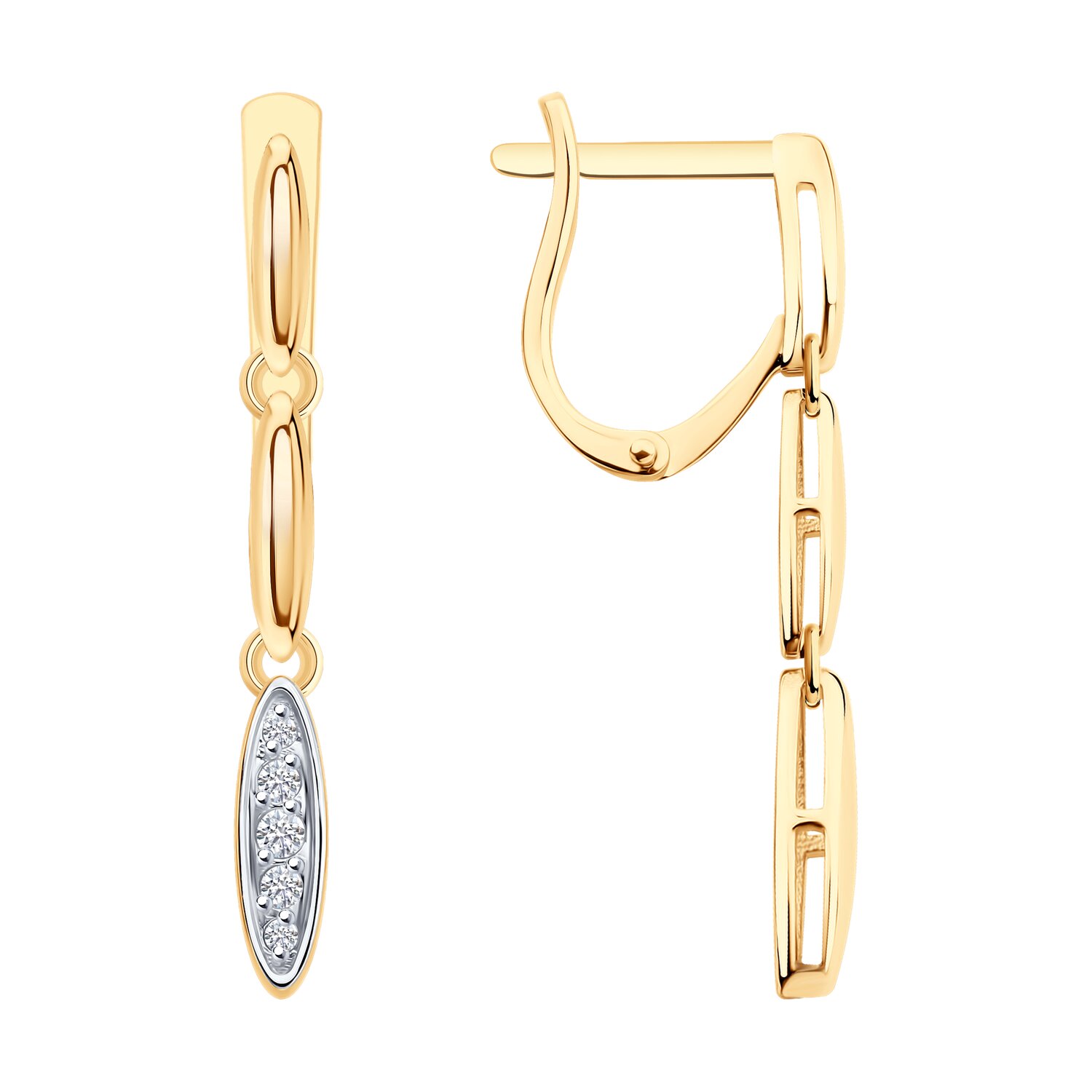 Серьги из золота с фианитами