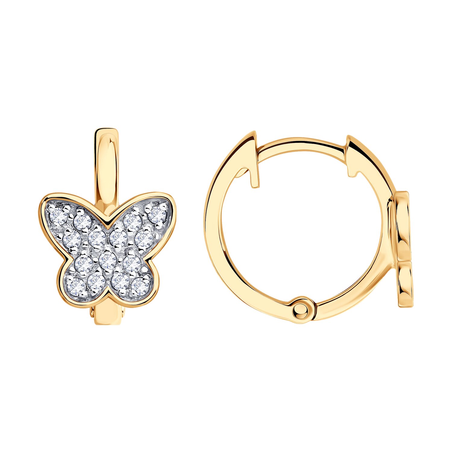 Серьги из золота с фианитами