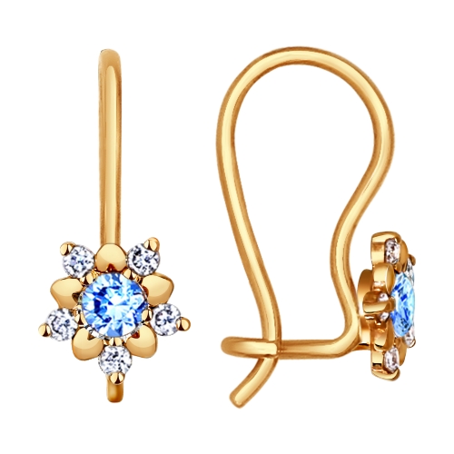 Cercei din aur cu fianite bleu