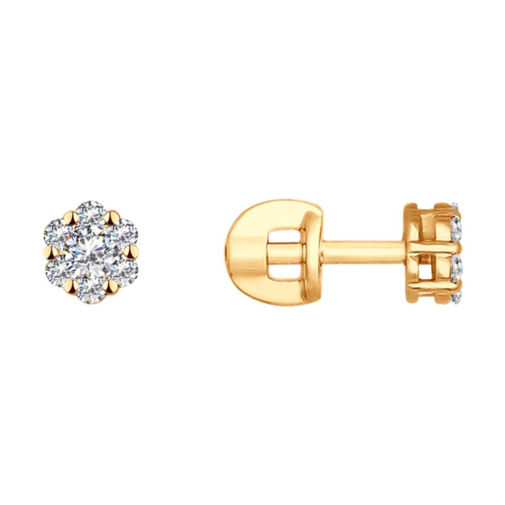 Серьги из золота с фианитами