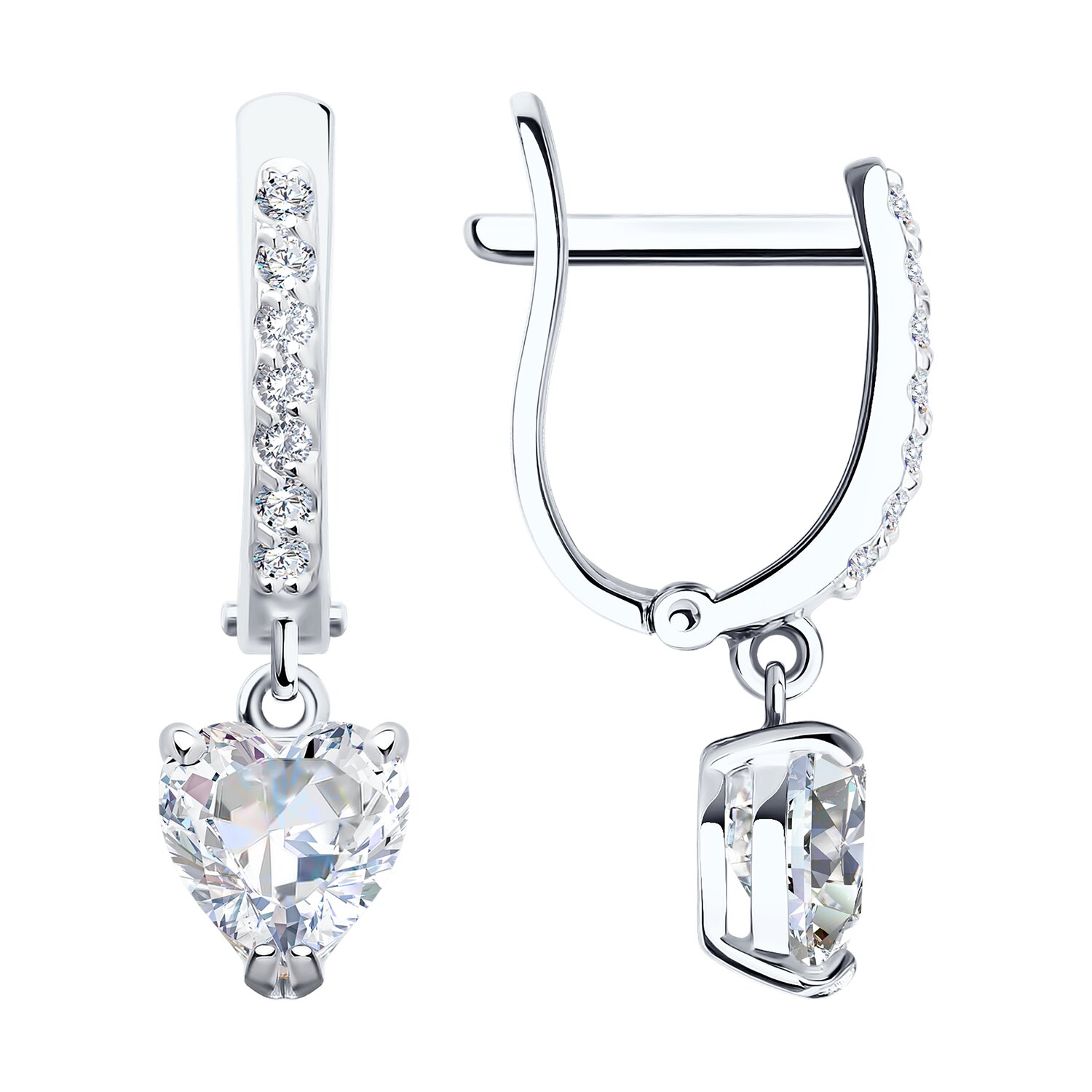 Серьги из белого золота с фианитами