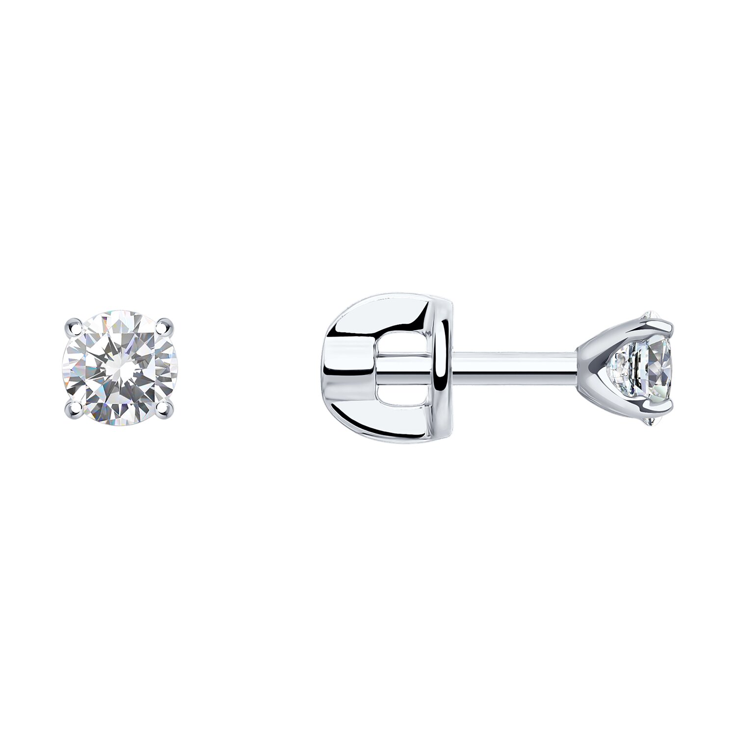 Серьги из белого золота с фианитами