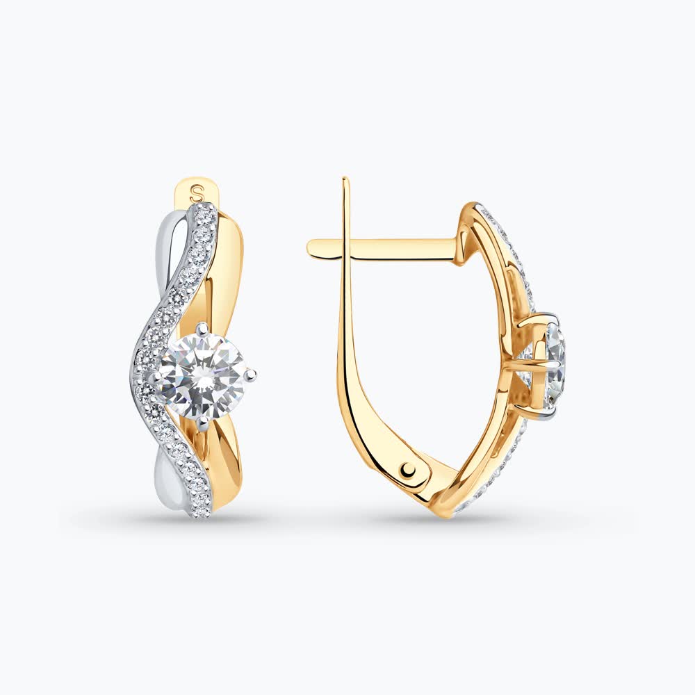 Серьги из золота с фианитами