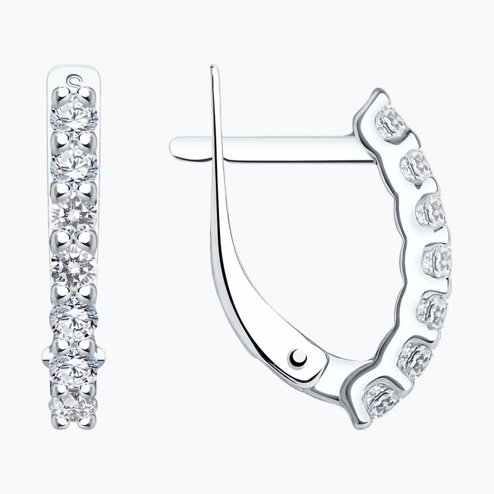 Серьги из белого золота с фианитами