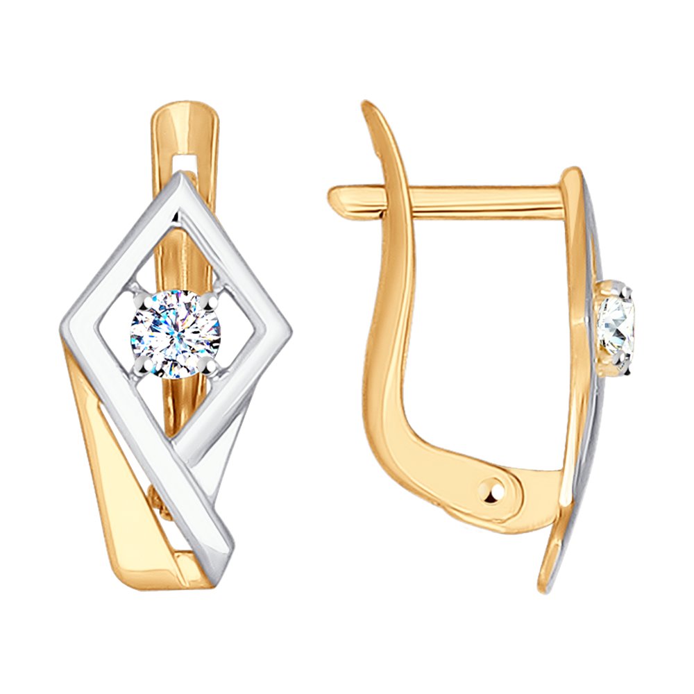 Серьги из золота с фианитами