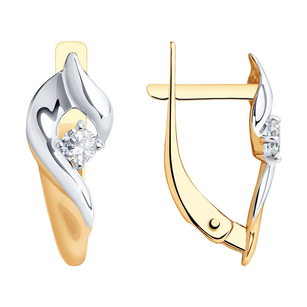 Серьги из золота с фианитами