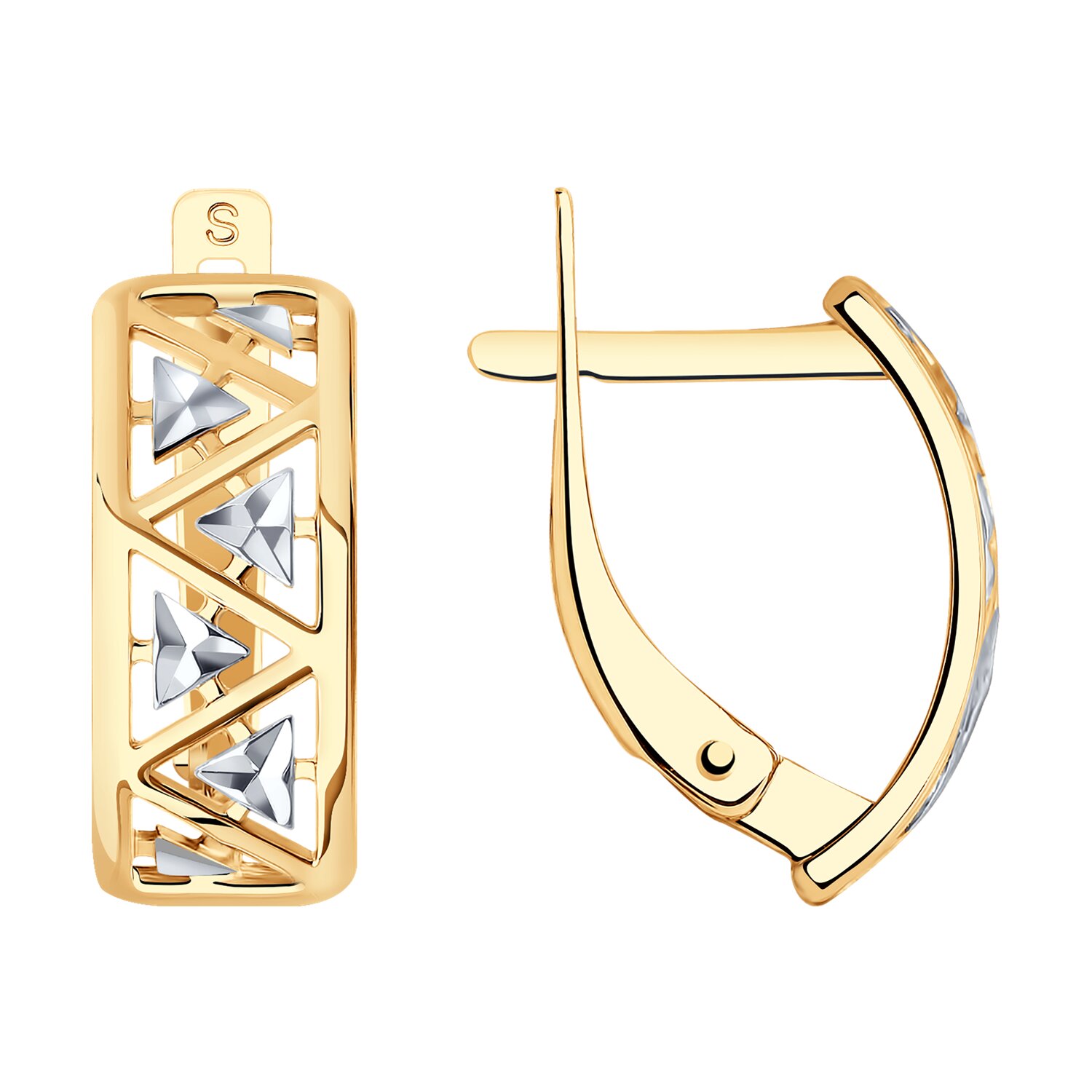 Серьги из золота с алмазной гранью