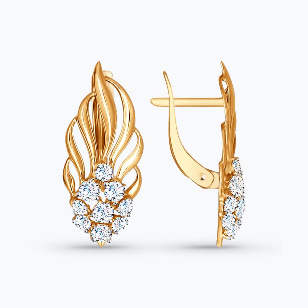 Серьги из золота с фианитами