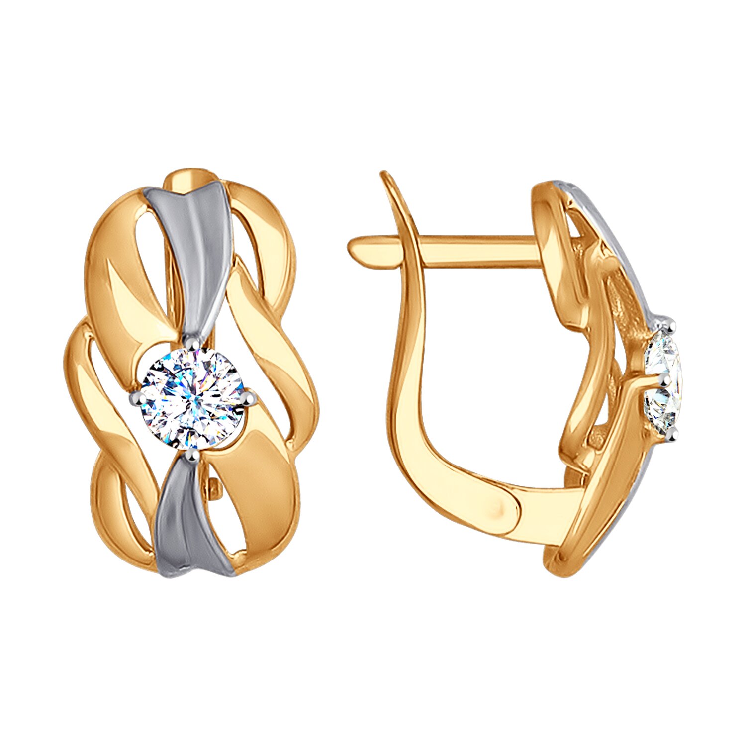 Серьги из золота с фианитами