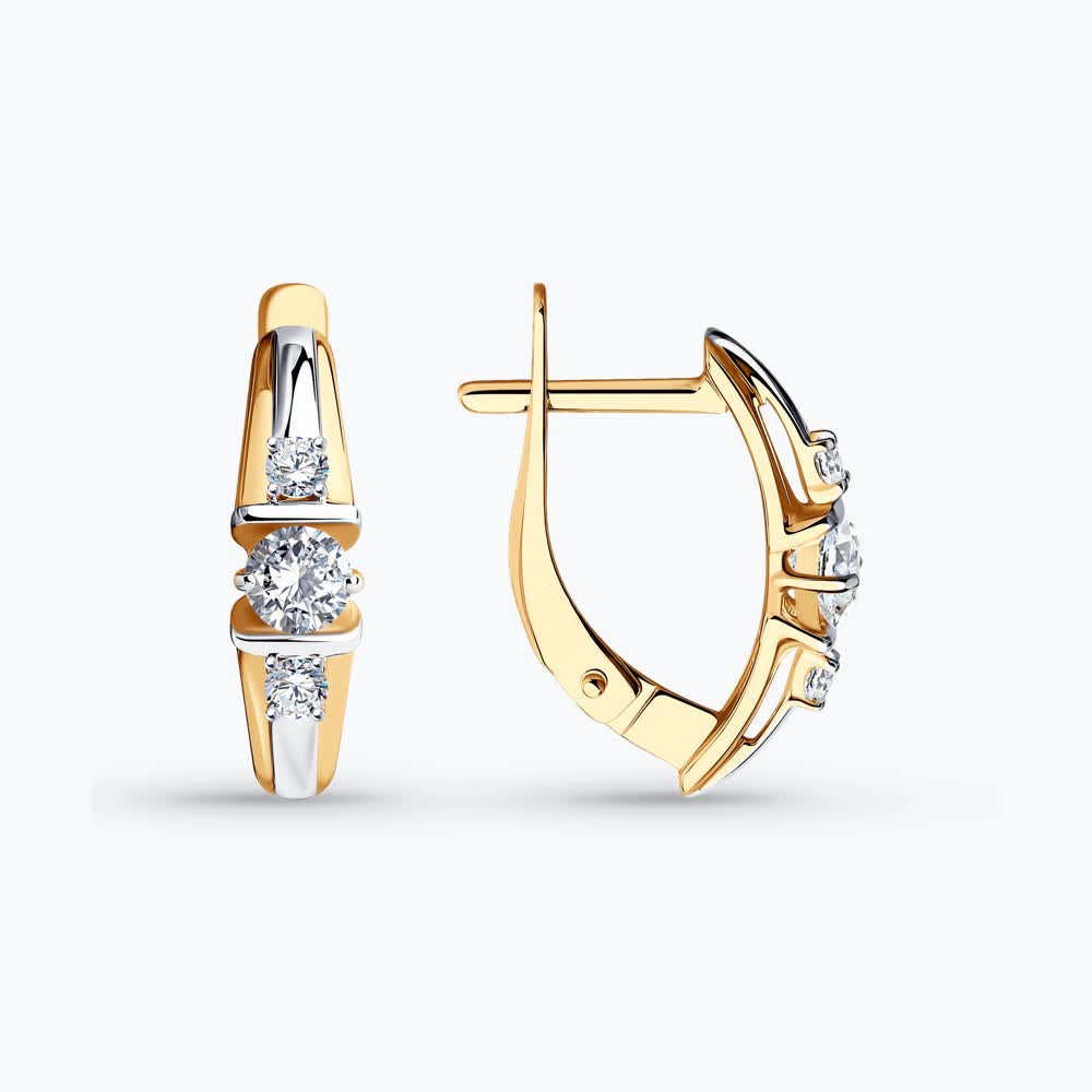Серьги из золота с фианитами