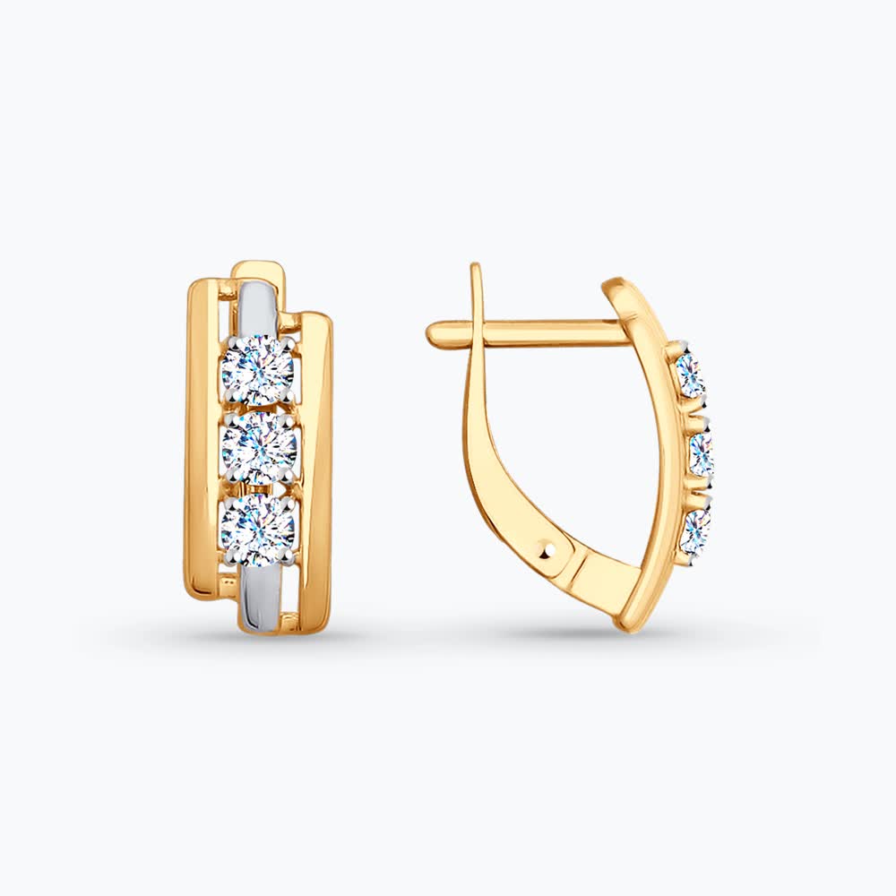 Серьги из золота с фианитами