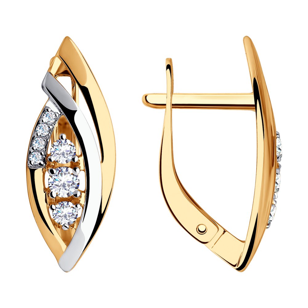 Серьги из золота с фианитами