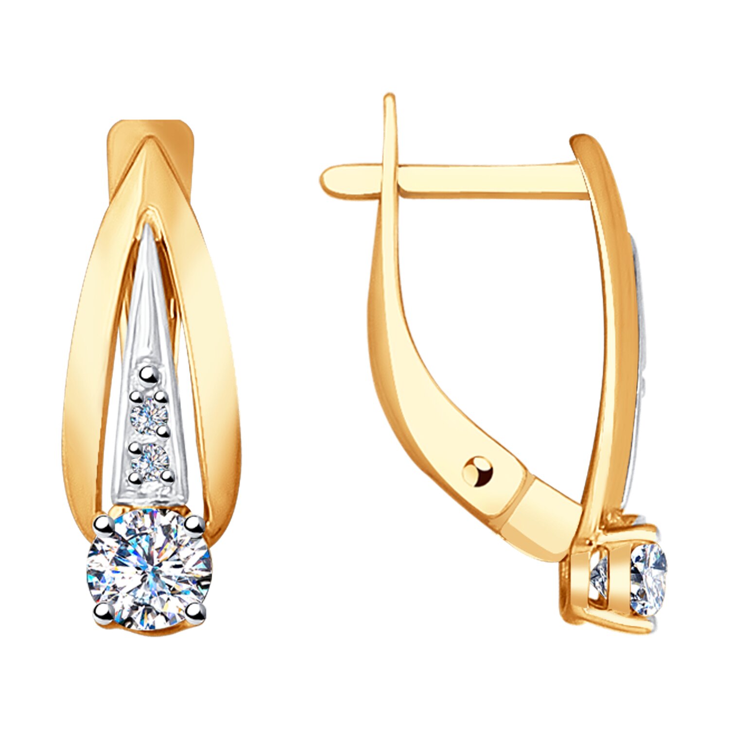 Серьги из золота с фианитами