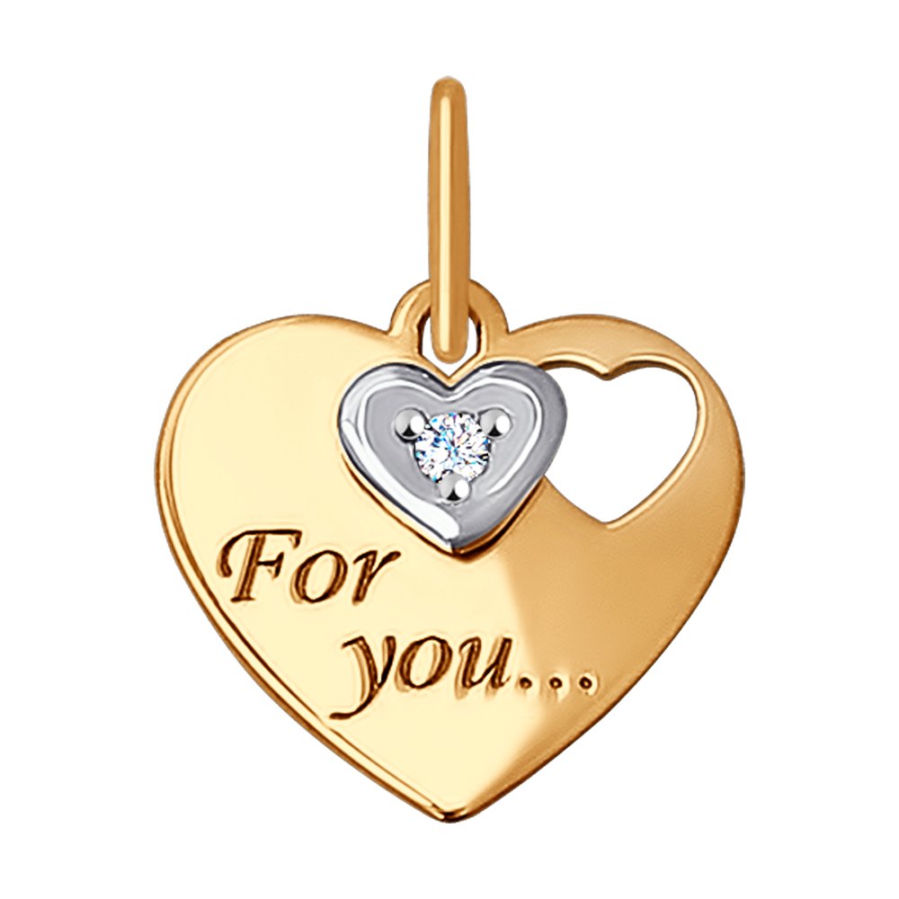 Подвеска из комбинированного золота с фианитом