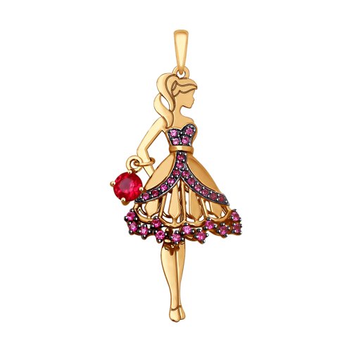 Подвеска из золота с красными корундами (синт.)