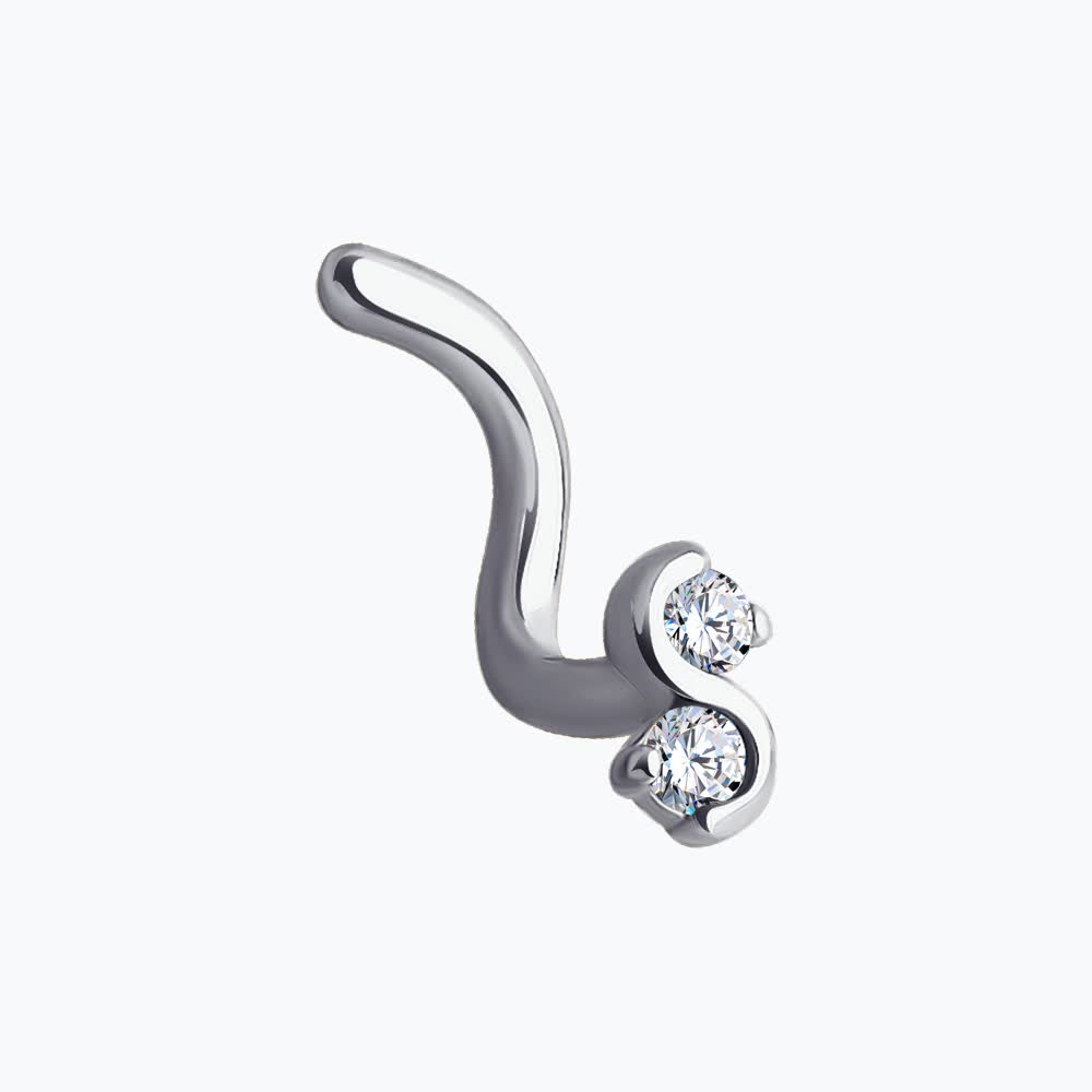 Пирсинг из белого золота с фианитами