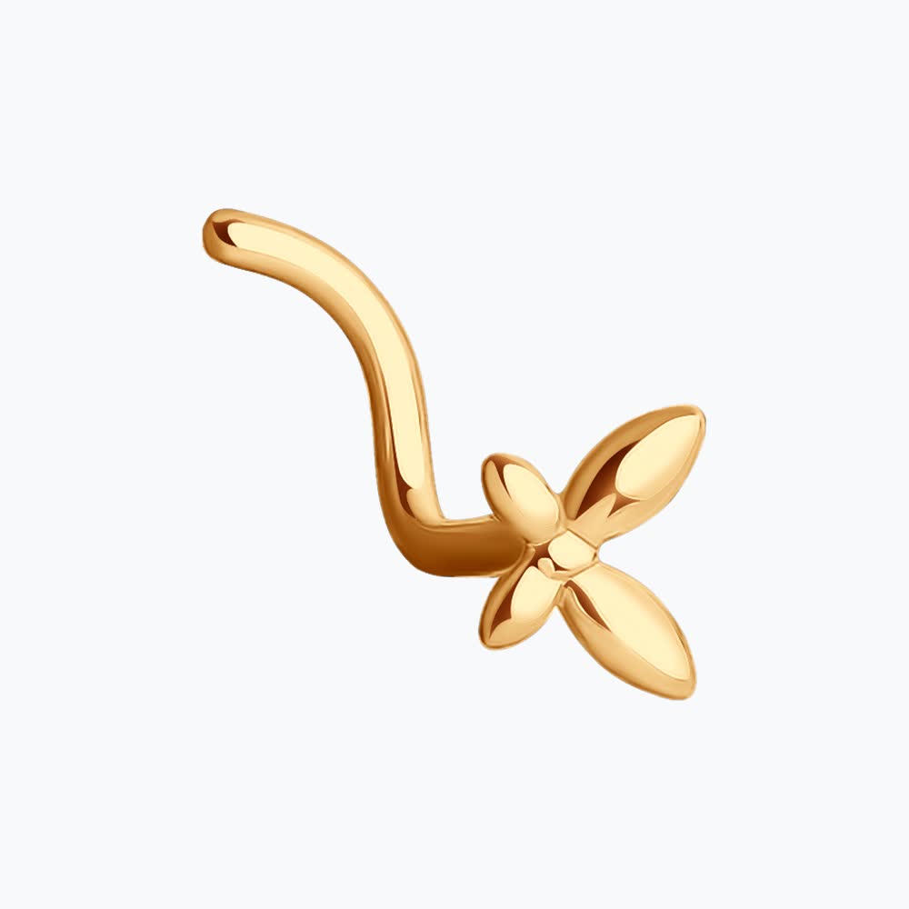 Пирсинг в нос из золота