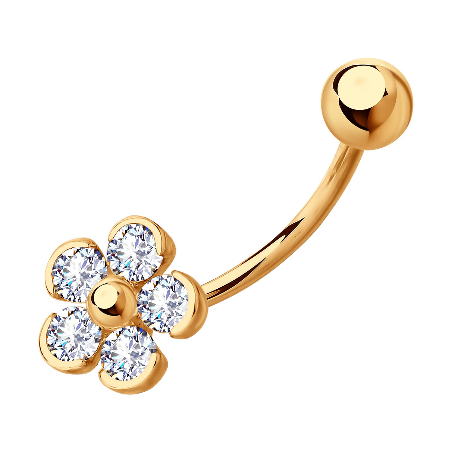 Пирсинг из золота с фианитами