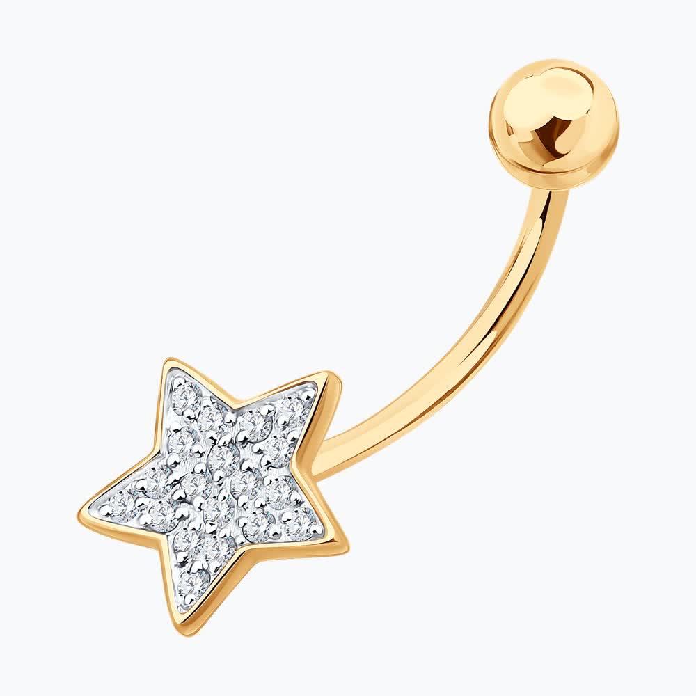 Пирсинг из золота с фианитами