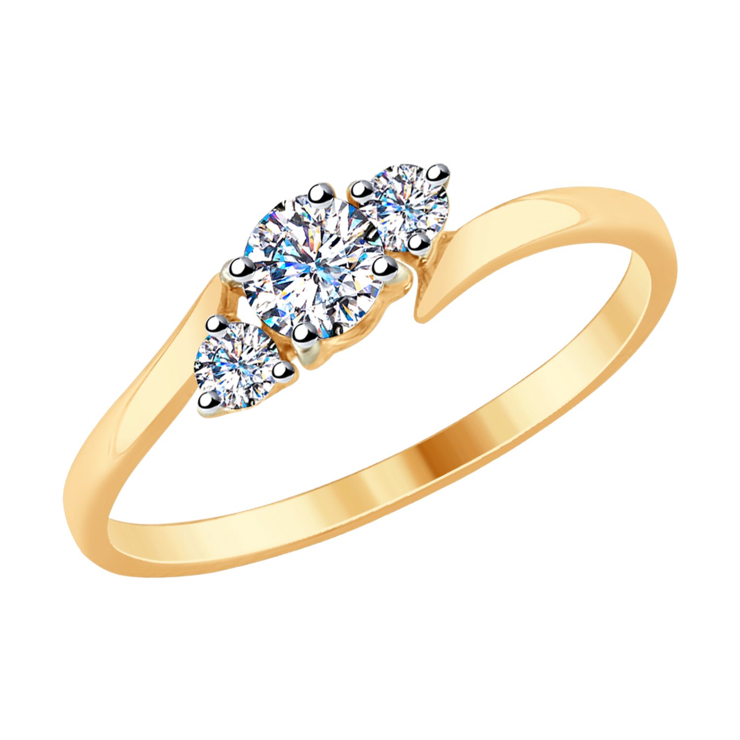 Кольцо из золота с фианитами