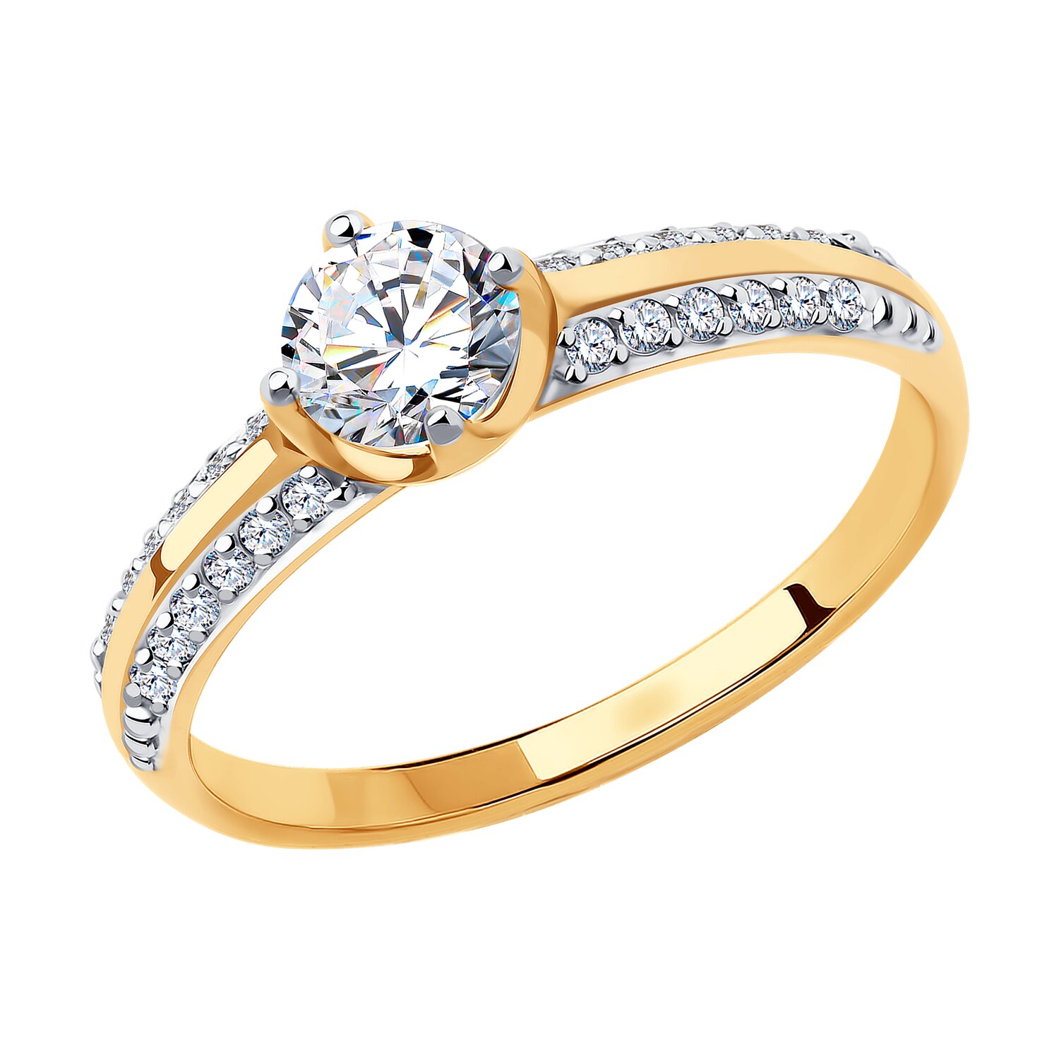 Кольцо из золота с фианитами