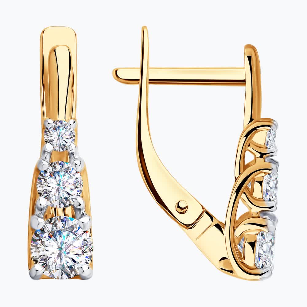 Серьги из золота с фианитами