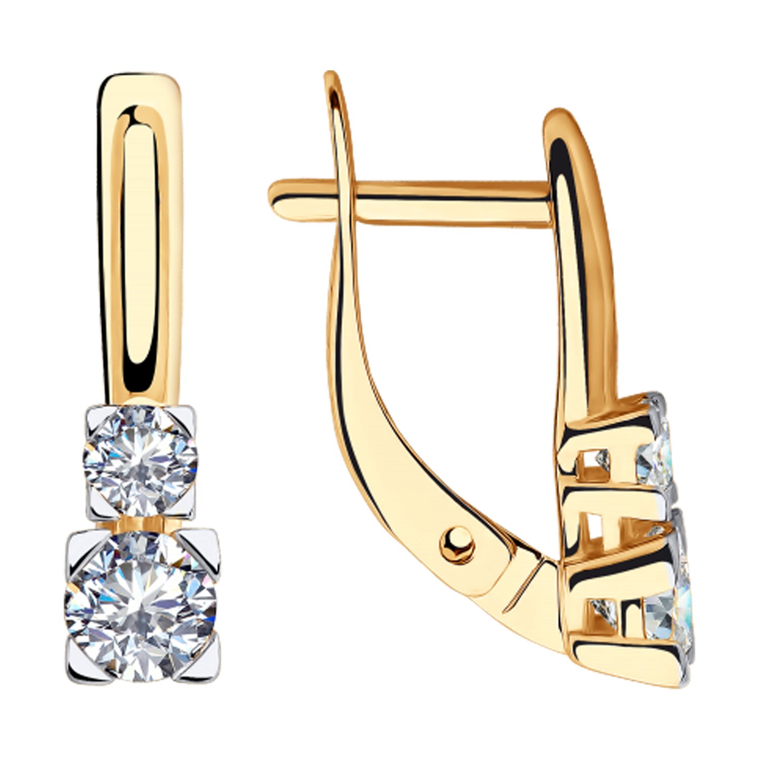 Серьги из золота с фианитами