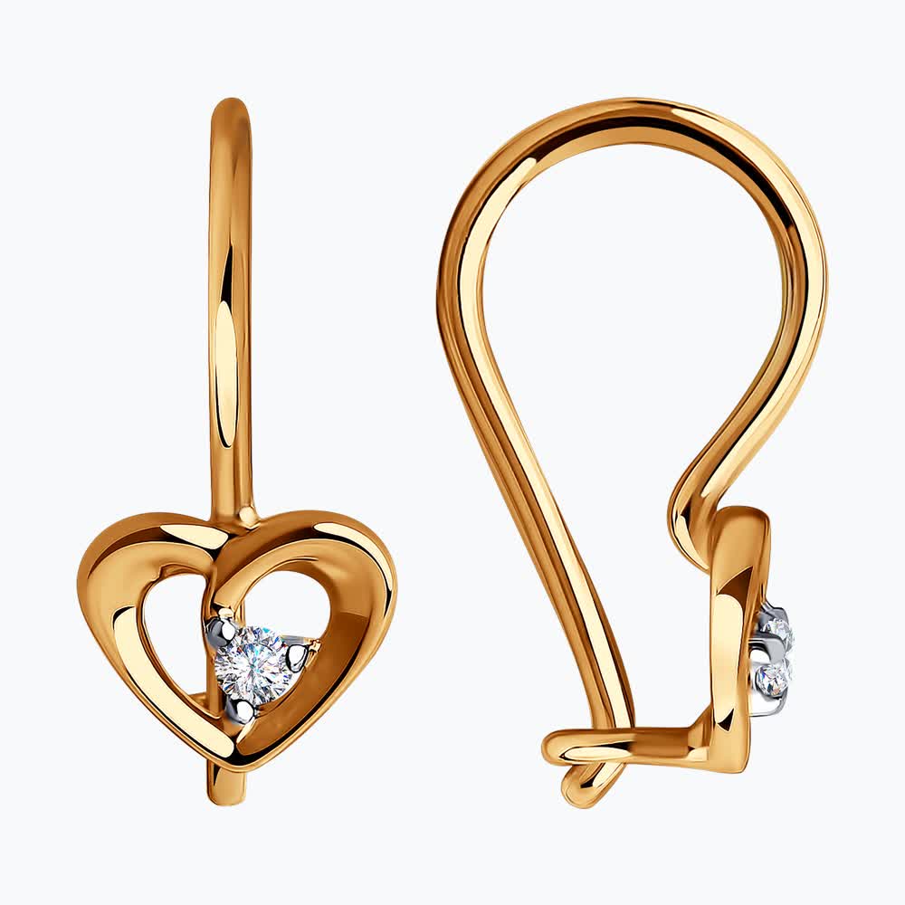 Серьги из золота с фианитами