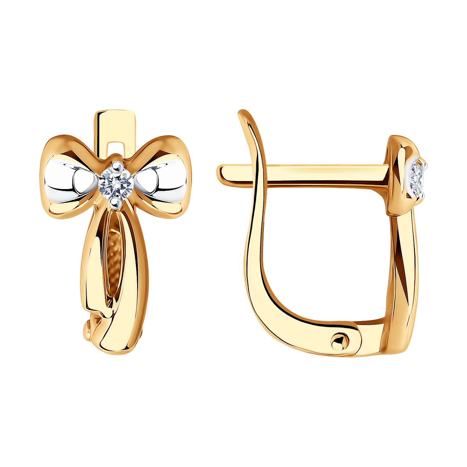 Серьги из золота с фианитами