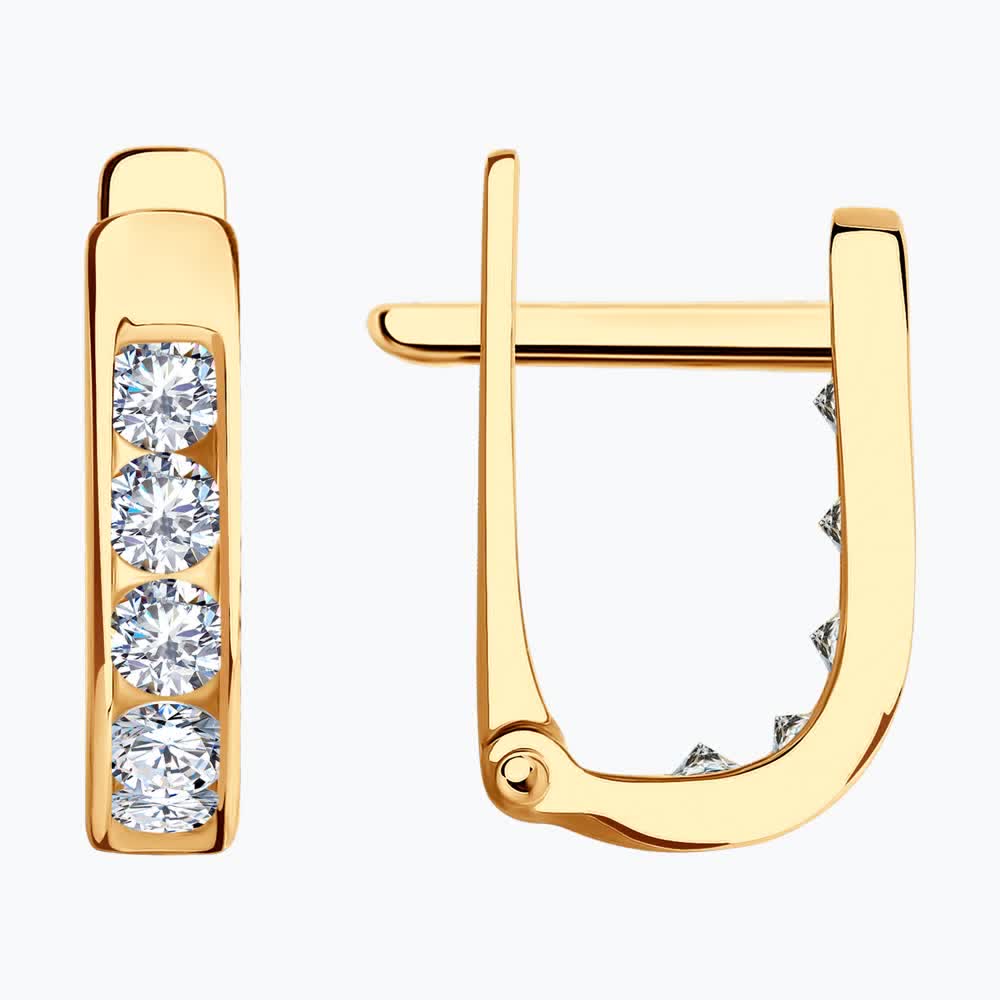 Серьги из золота с фианитами