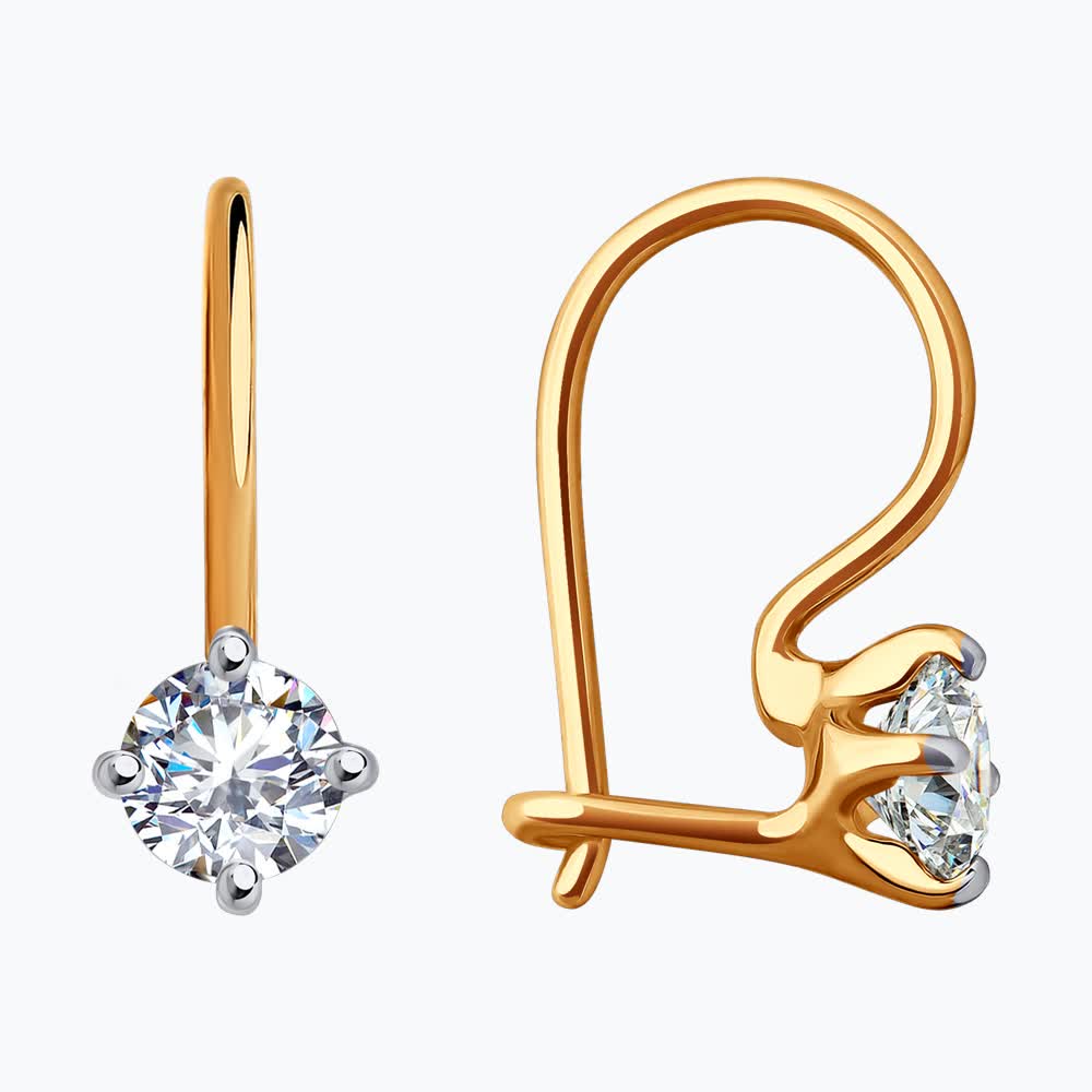 Серьги из золота с фианитами